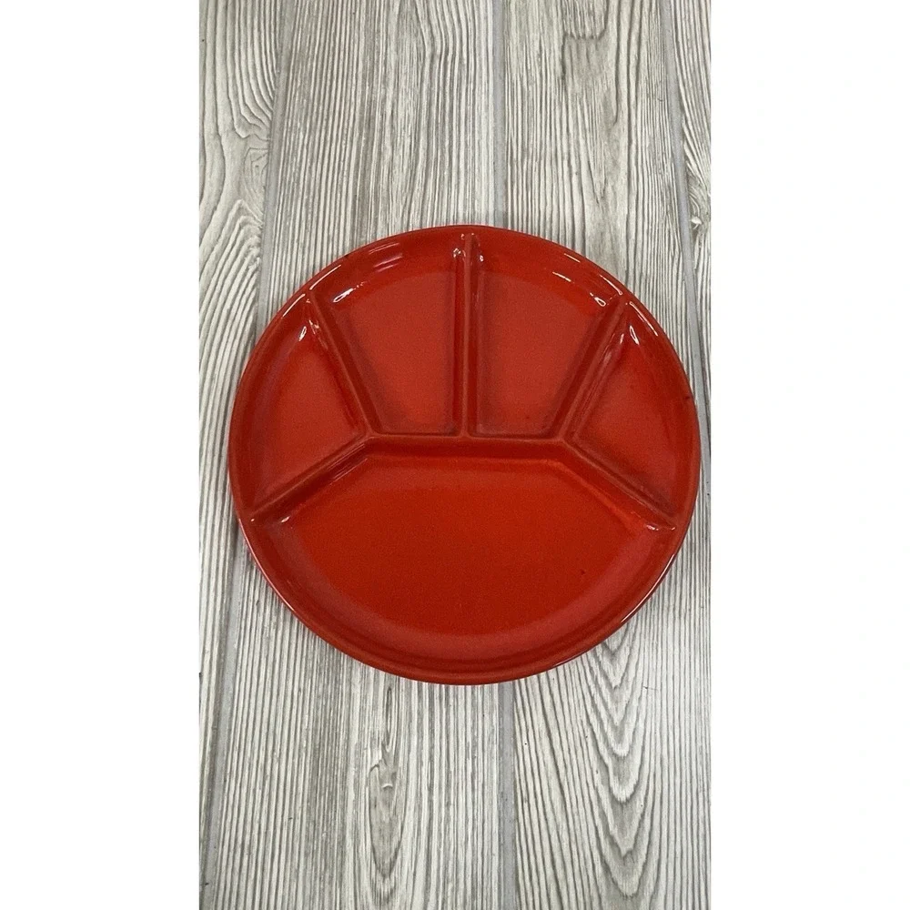 Gerz Divided Stoneware Tapas Fondue Plate Set (4) 8.5
